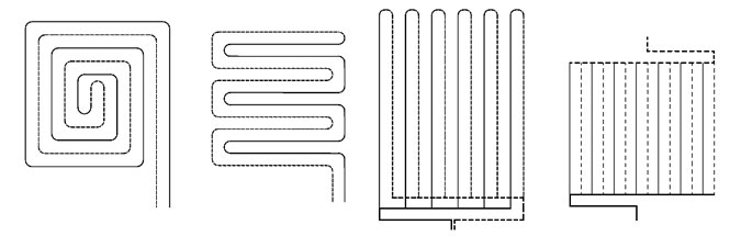 Типовые схемы укладки теплообменников REHAU RAUGEO.