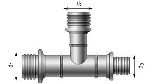 Разветвление трубопровода выполняется с помощью специальных тройников.